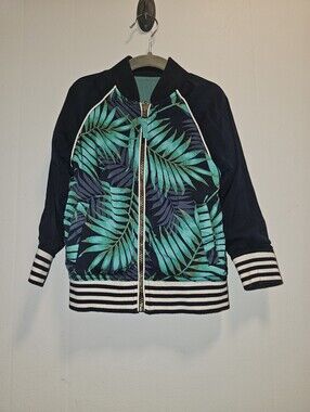 EUC | 3T | OshKosh | Teal Navy Reversible Hawaii Tropical Bomber Jacket